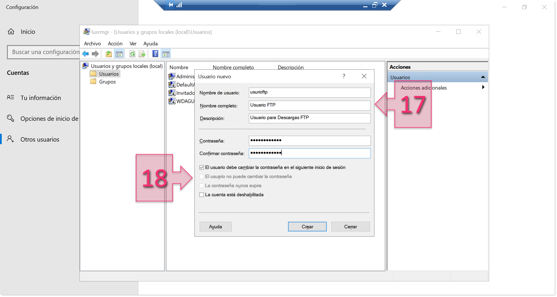 Part 2 - Enter the FTP user details