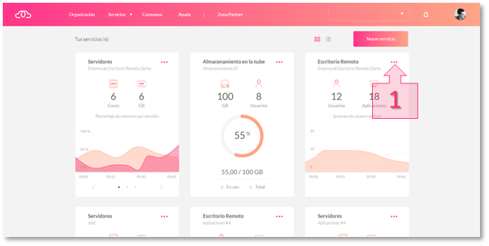 Step 1. Open the Remote Desktop subscription page from the dashboard