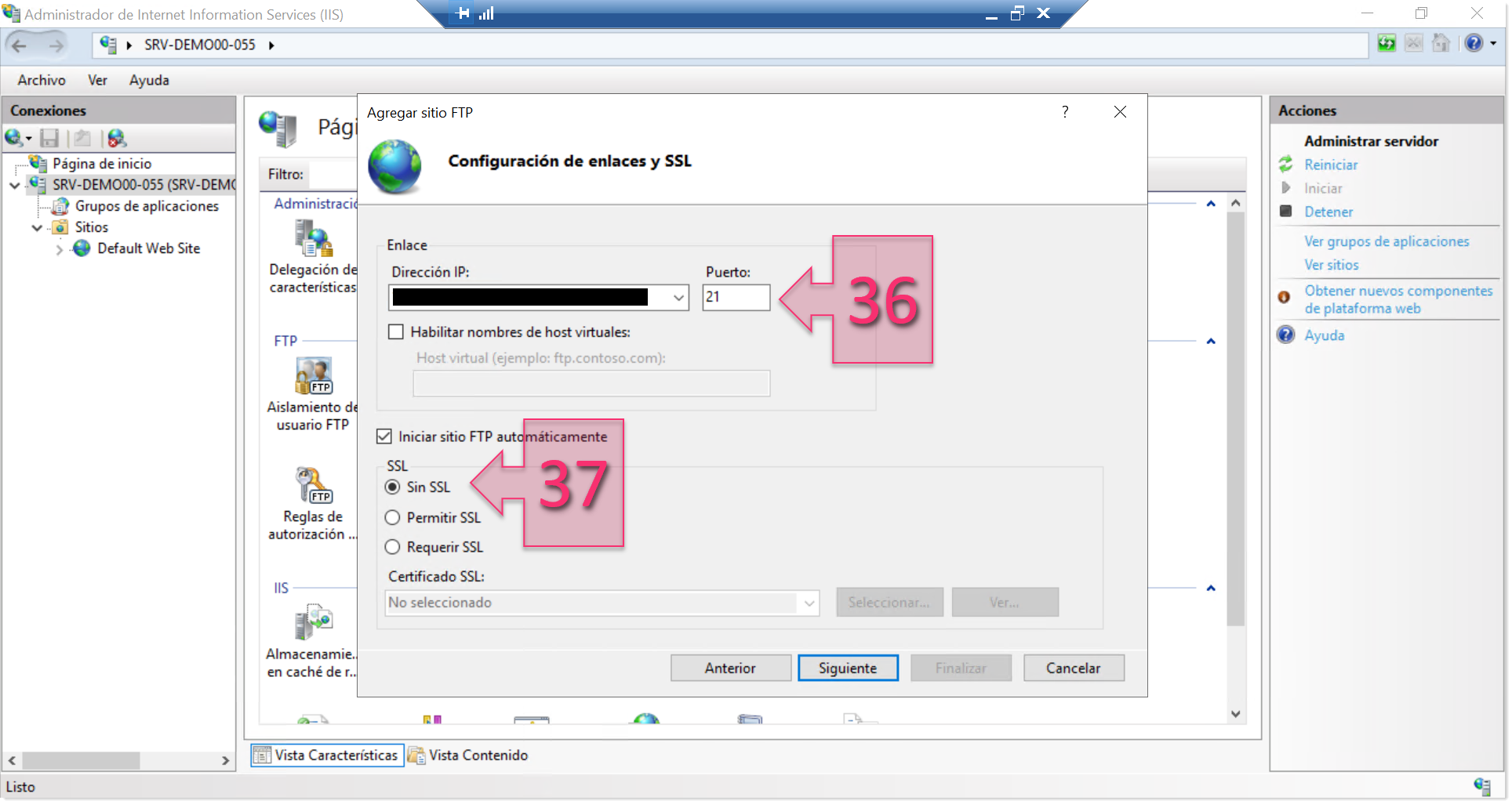 Enter FTP connection details