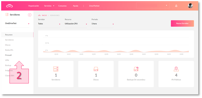 Step 1. Open the VPN section from the left-hand menu of the Servers subscription page.