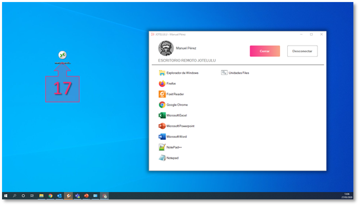 Step 3. Simply click on the connection icon to access the remote desktop