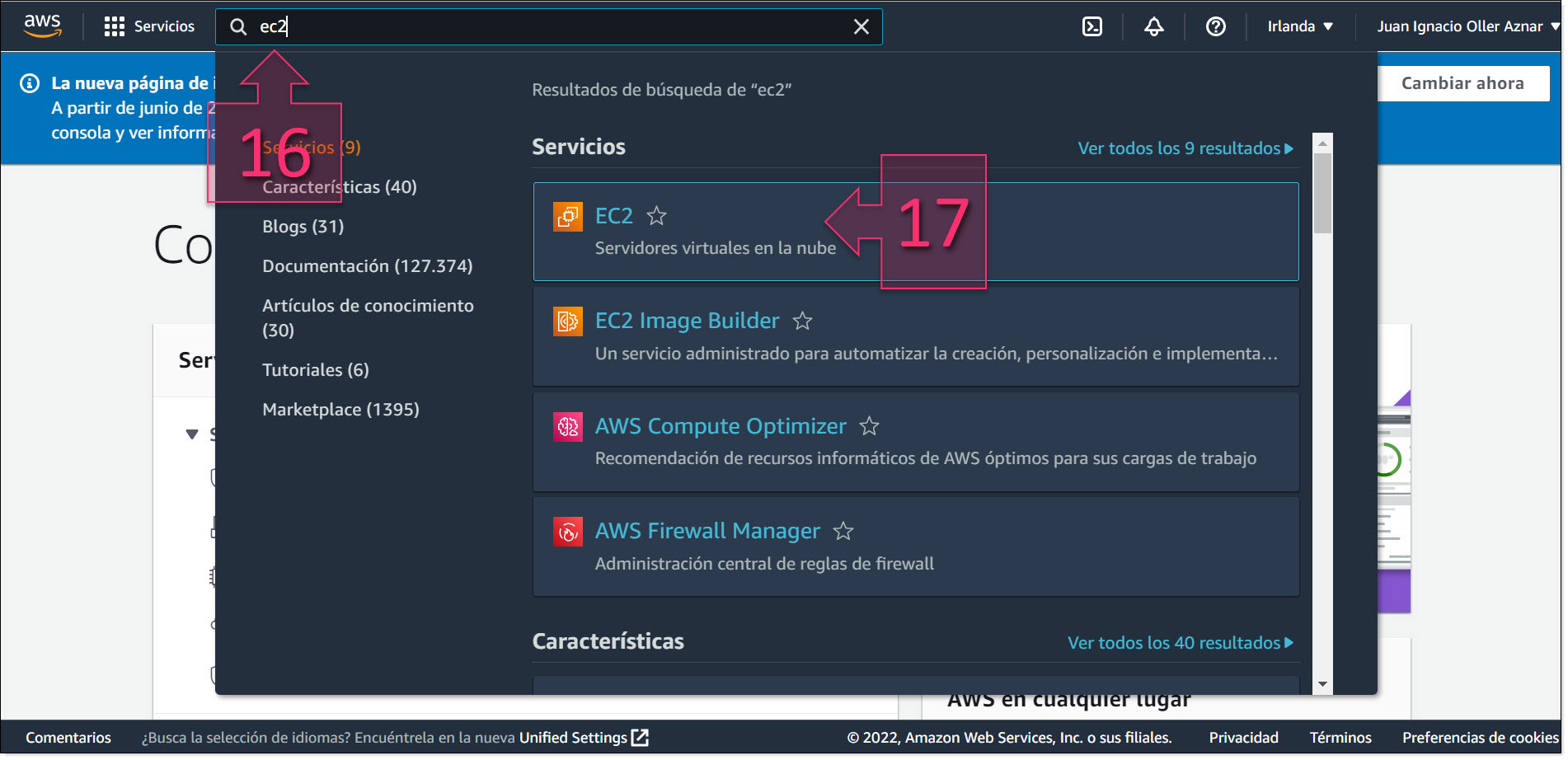 Part 3 - Search for EC2 under Services