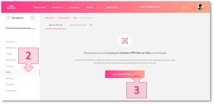 Step 2. Open the VPN section and click Create Site-to-Site Tunnel