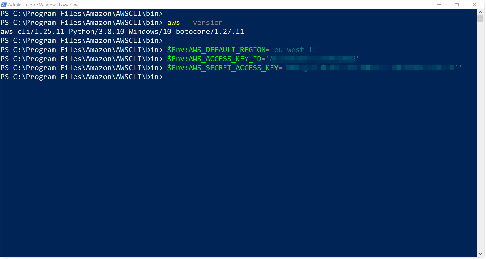 Part 3 - Load the environment variables for the AWS connection