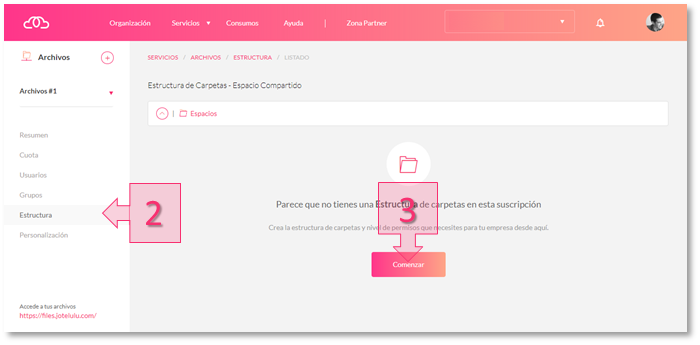 Step 1. Go to the “Structure” section on the cloud storage page