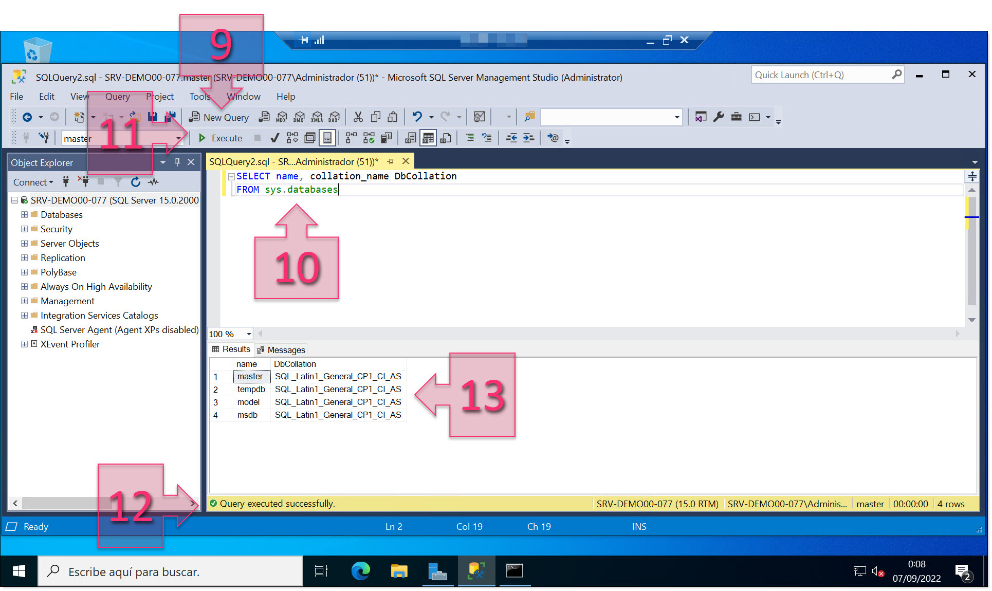 Check the SQL collation values for all databases