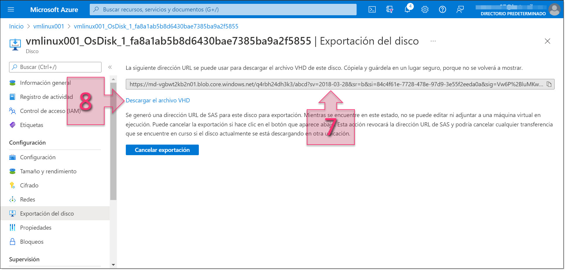 Part 1 - Copy the VHD download link once is has been generated