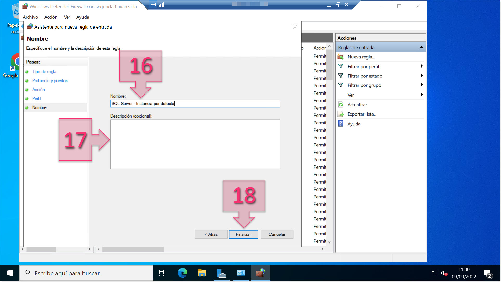 Give your new rule a name and a description to make it easier to identify at a later date