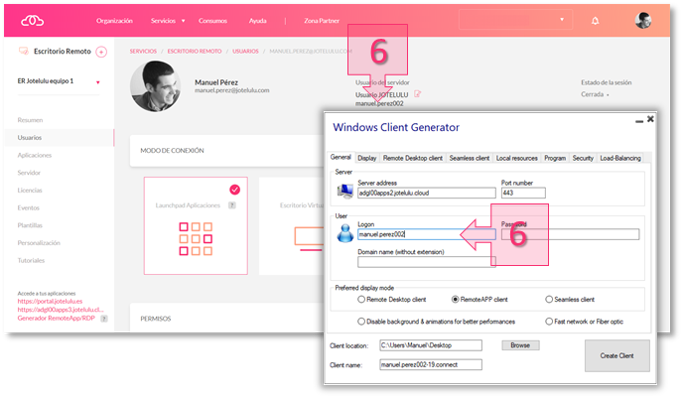 Step 3. Enter the user details shown on the user profile