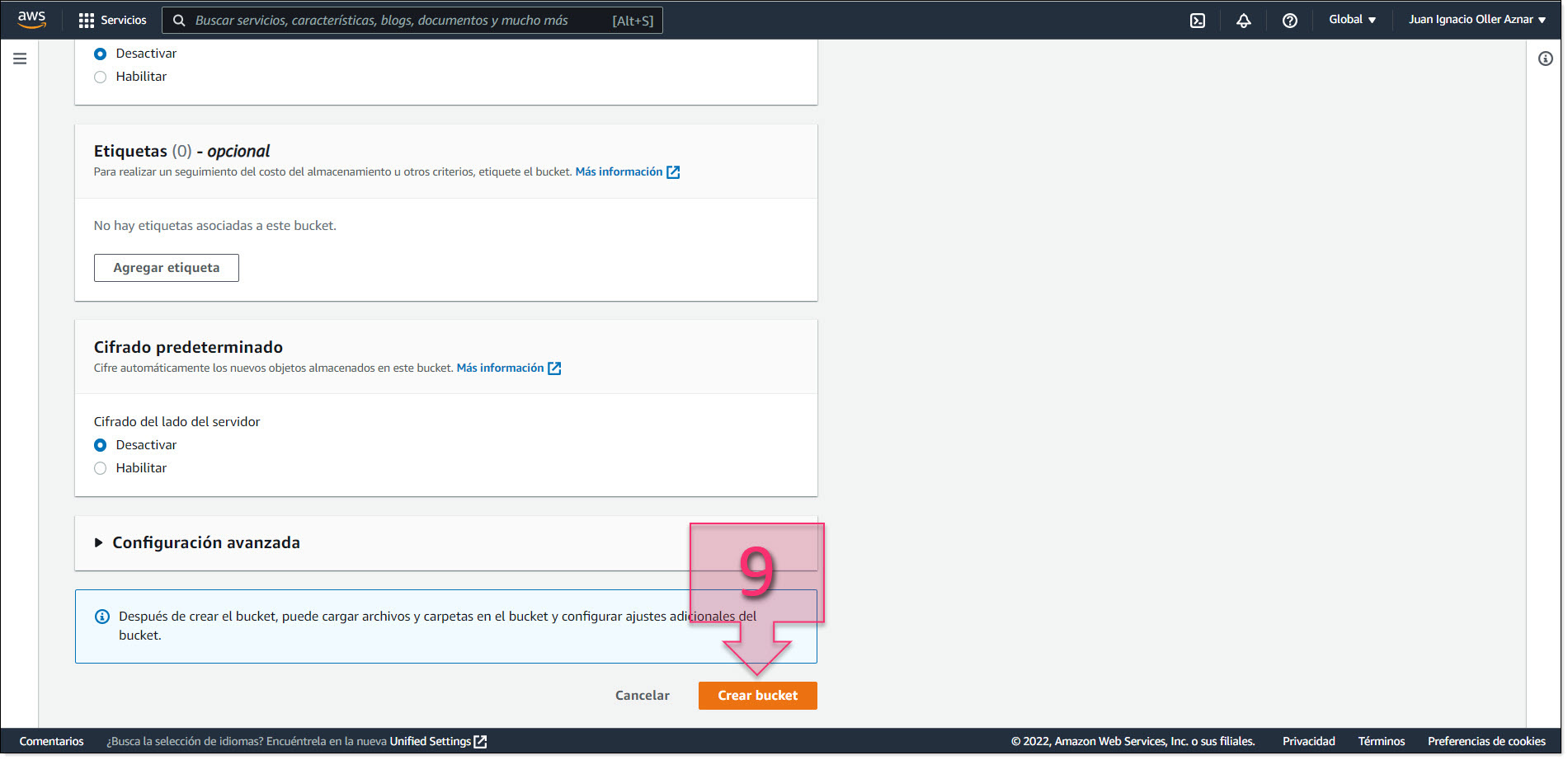 Part 2 - Leave the remaining parameters with their default settings and create the bucket