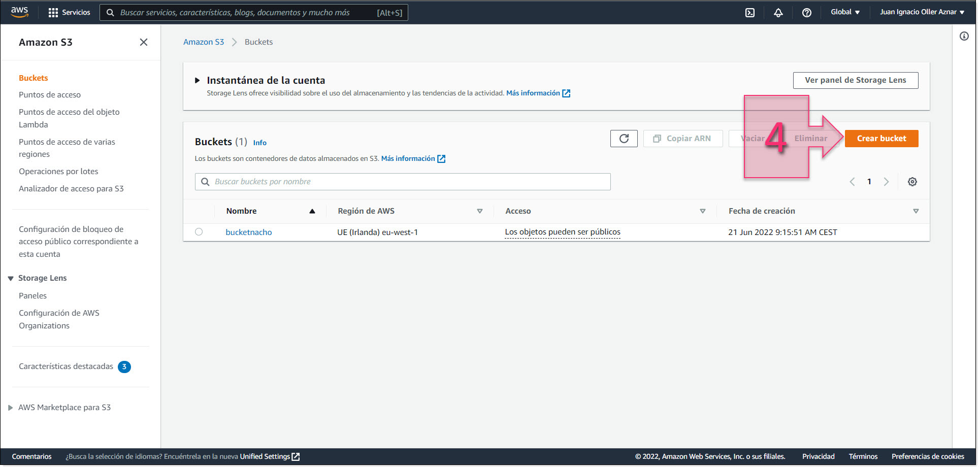 Part 2 - Click on "Create Bucket" in the S3 management console