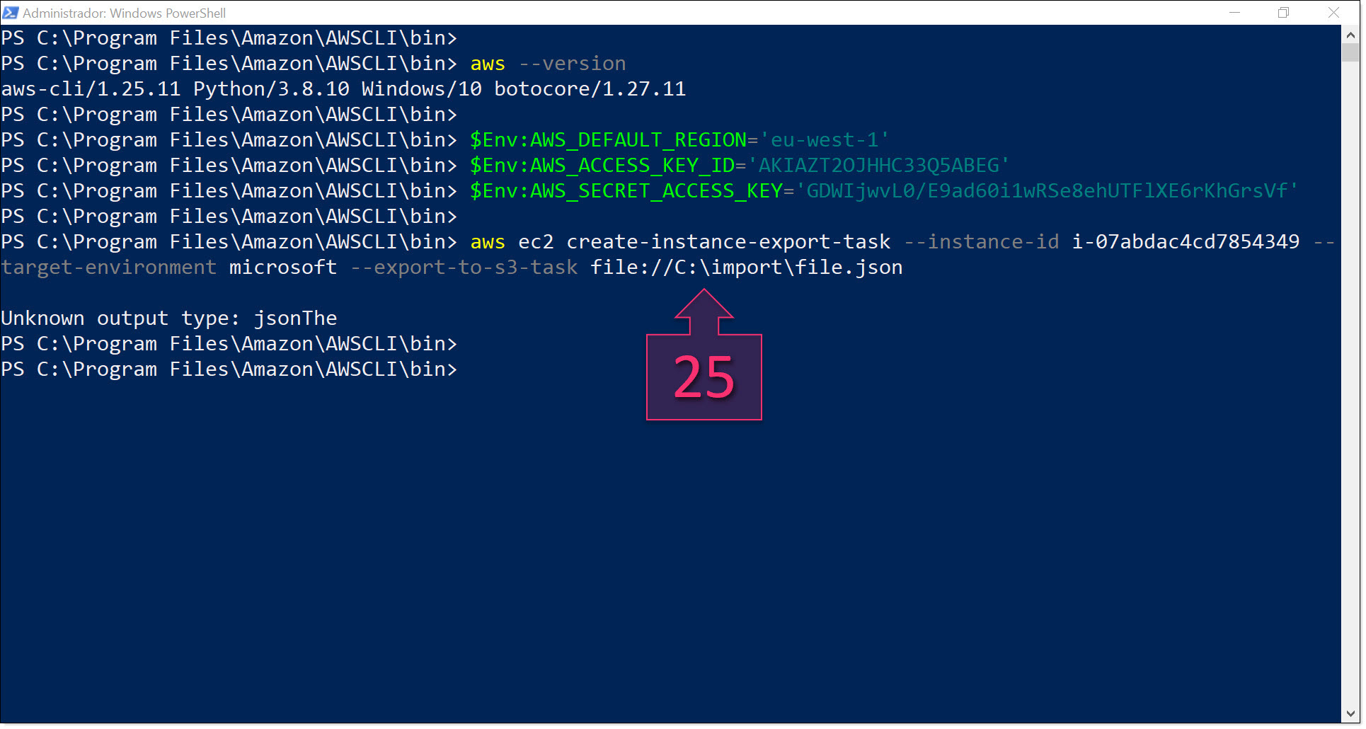 Part 3 - Run the command to export your instance to your S3