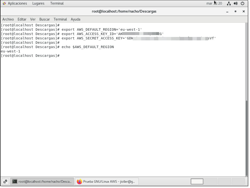Part 3 - Loading environment variables for the AWS connection using Centos 7