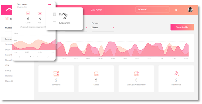 Use cards to go straight to a service from the dashboard