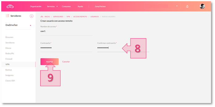 Step 2. Enter the new user’s name and password.