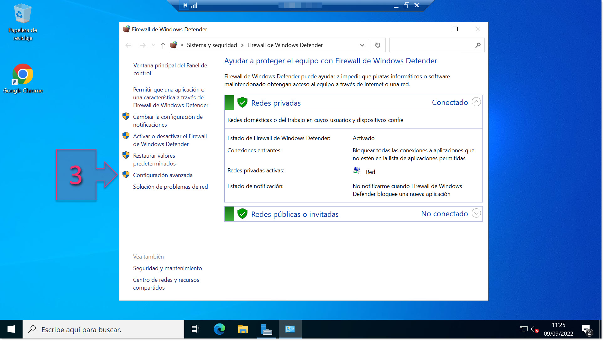 Open Advanced Settings in Windows Defender Firewall