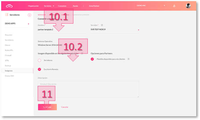 Step 3. Name the image and choose the services for which it can be used