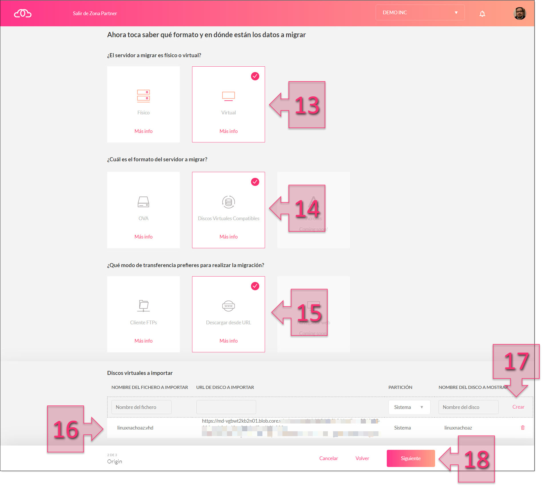Part 2 - Select the format and location of the disk to be imported