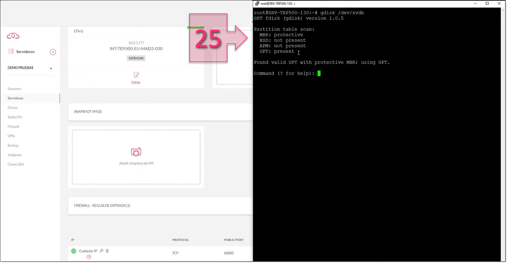 Part 3 - Use the gdisk command to check that the GPT partition is present and not damaged