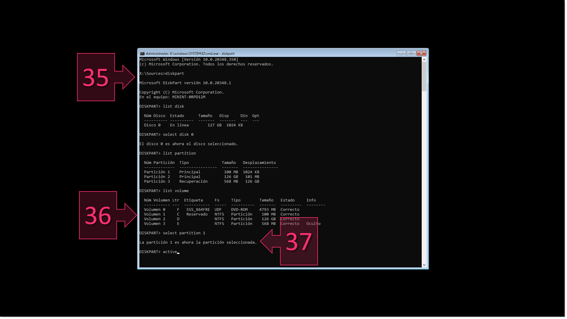 Part 4 - Run diskpart and mark the partition as active