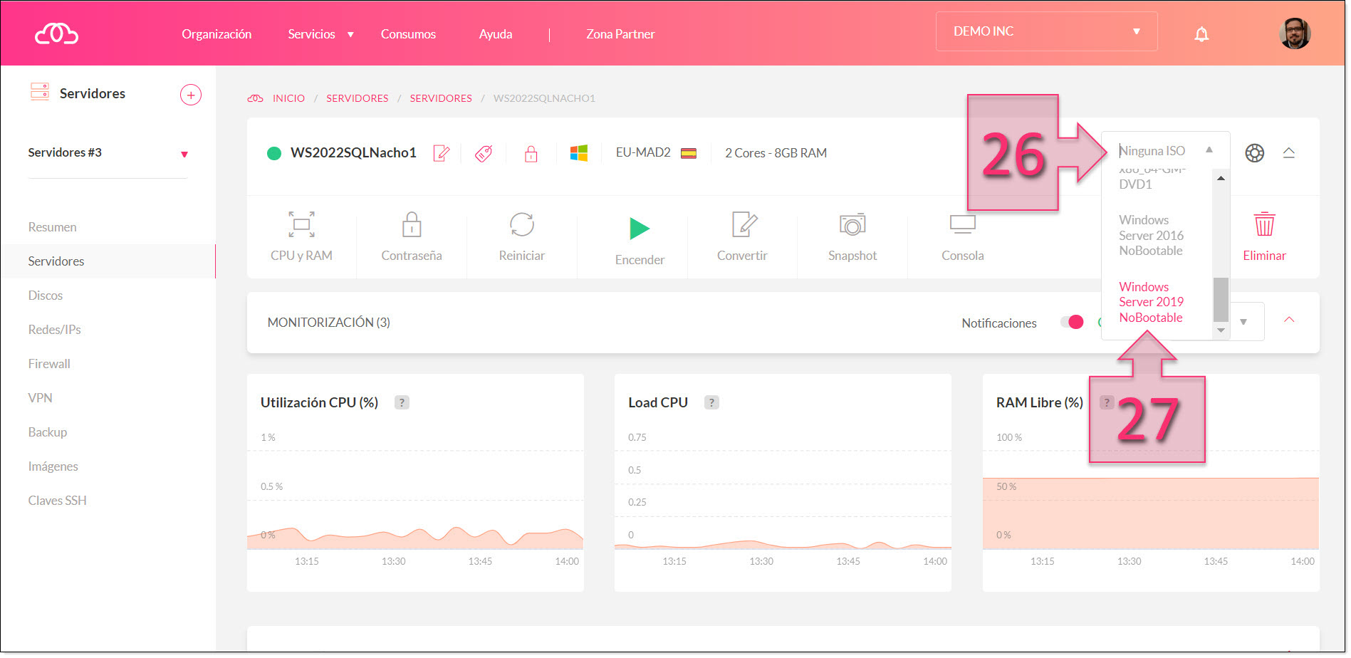 Part 4 - Select the ISO to mount on the server in order to launch recovery options