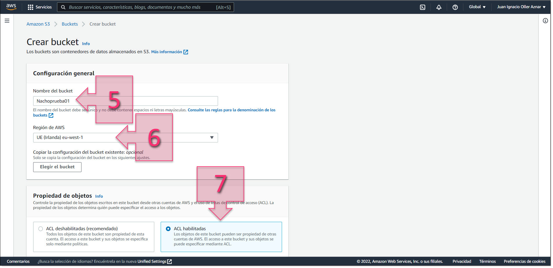 Part 2 - Enter a name and region for the new S3 bucket