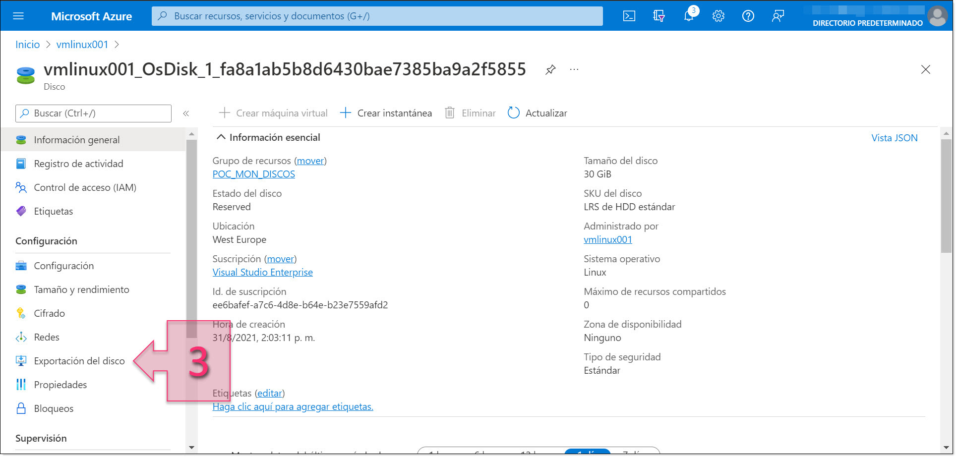 Part 1 - Select "Disk Export"