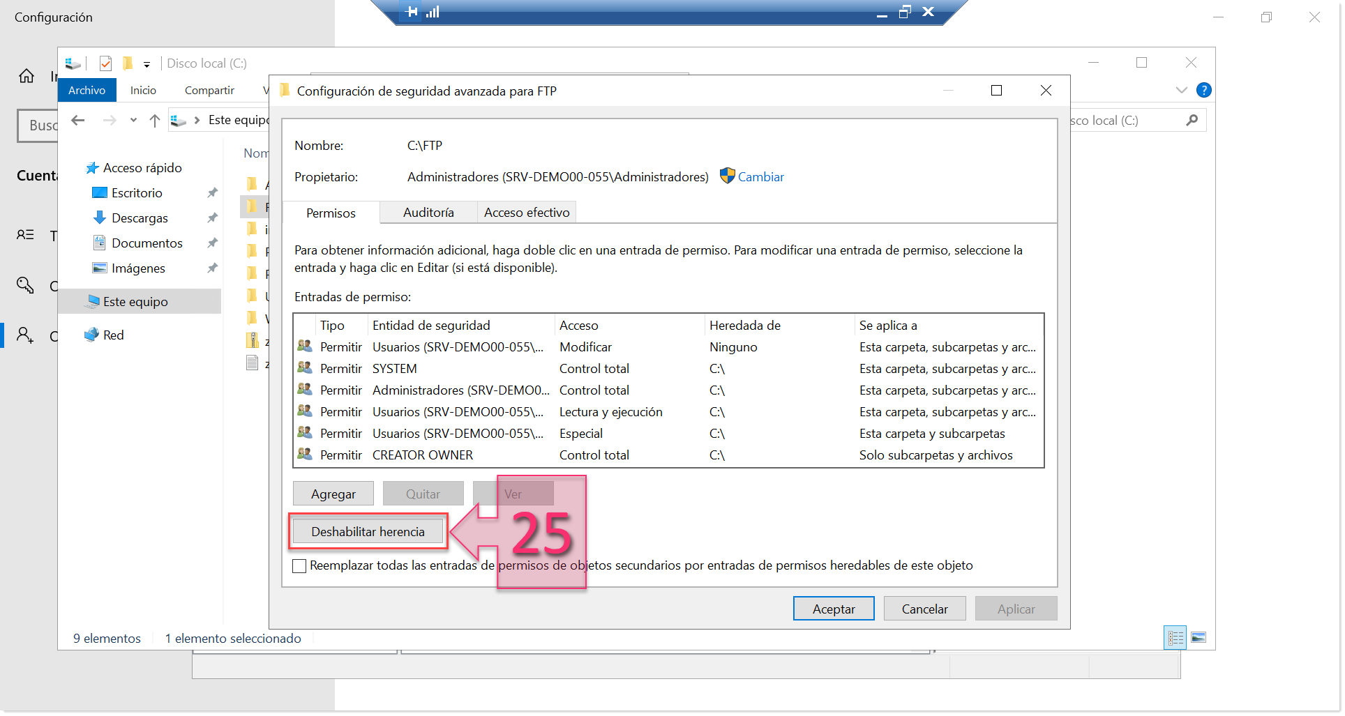 Part 3 - Disable inheritance
